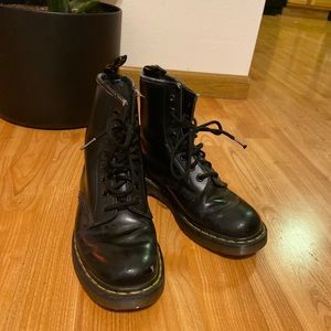 Black matte leather doc marten boots